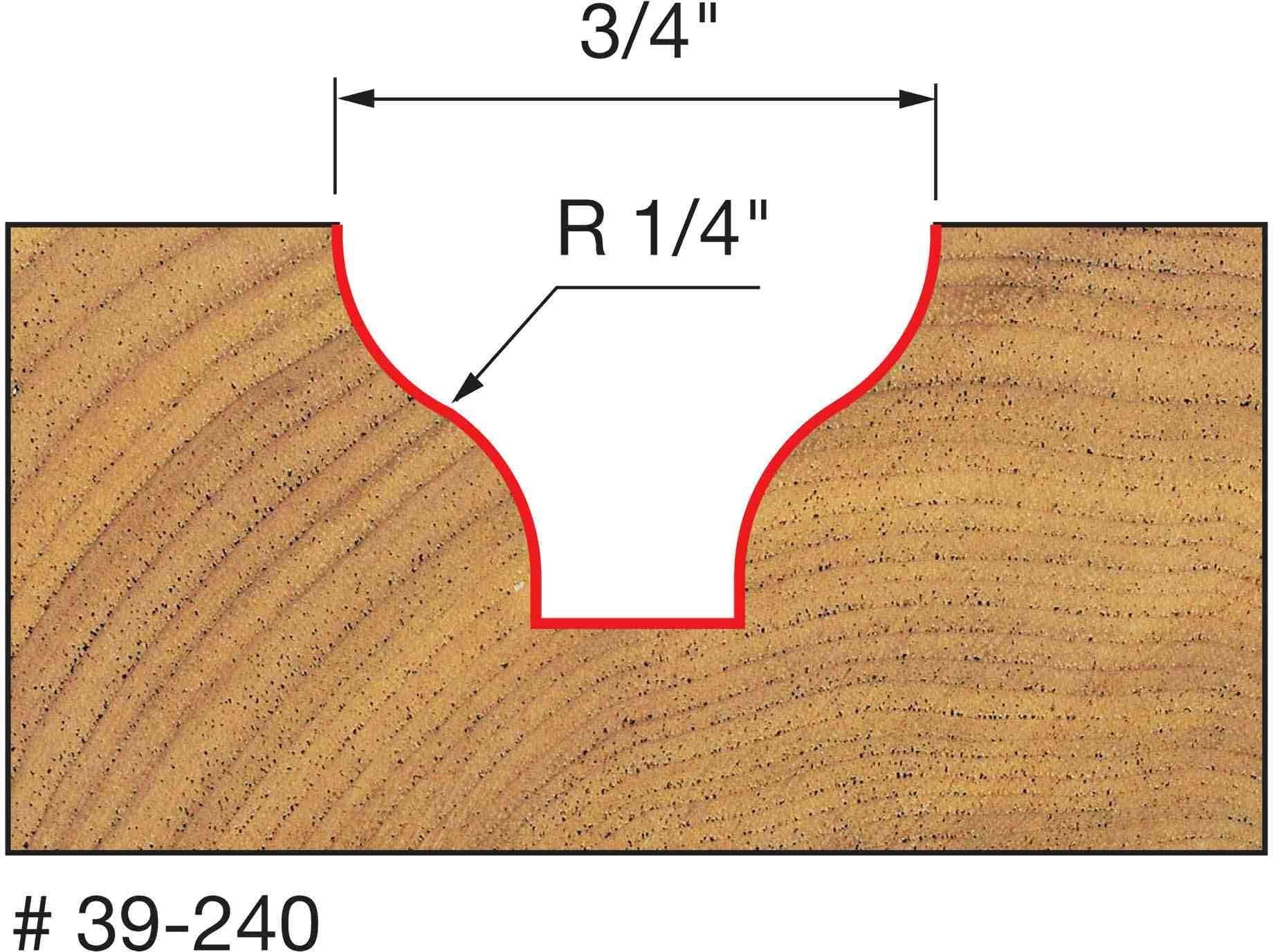 Freud 39-240 1/4-Inch Radius Standard Ogee Groove Router Bit