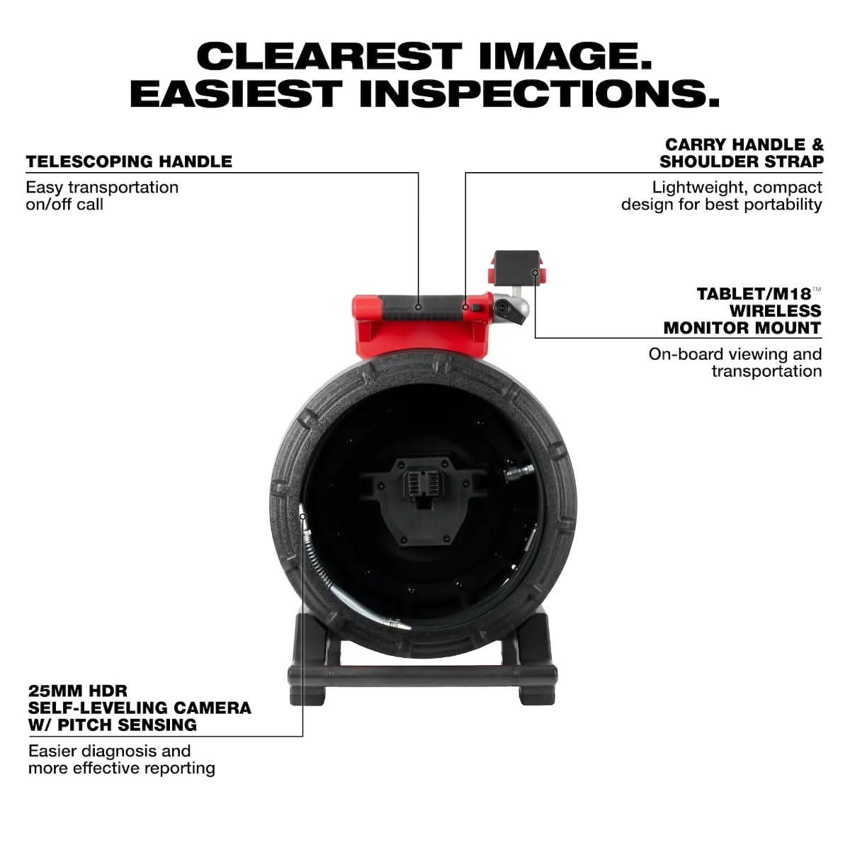 Milwaukee 3972-20 100 ft. Flexible Modular Pipeline Inspection Reel, Tool Only