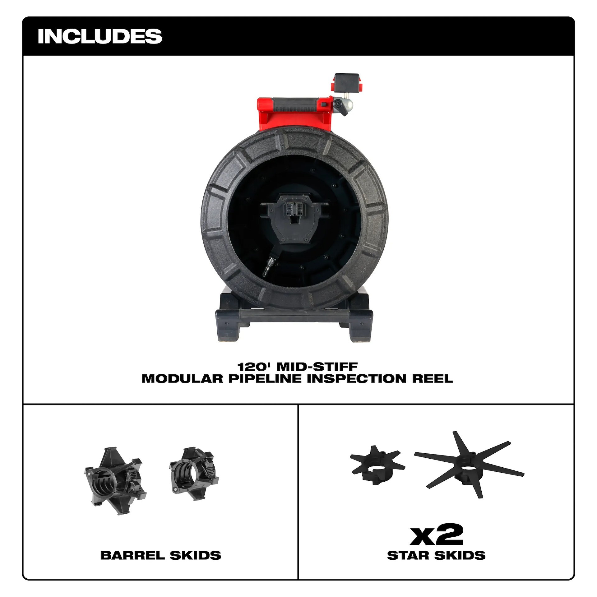 Milwaukee 3973-20 120 ft. Mid-Stiff Modular Pipeline Inspection Reel, Tool Only