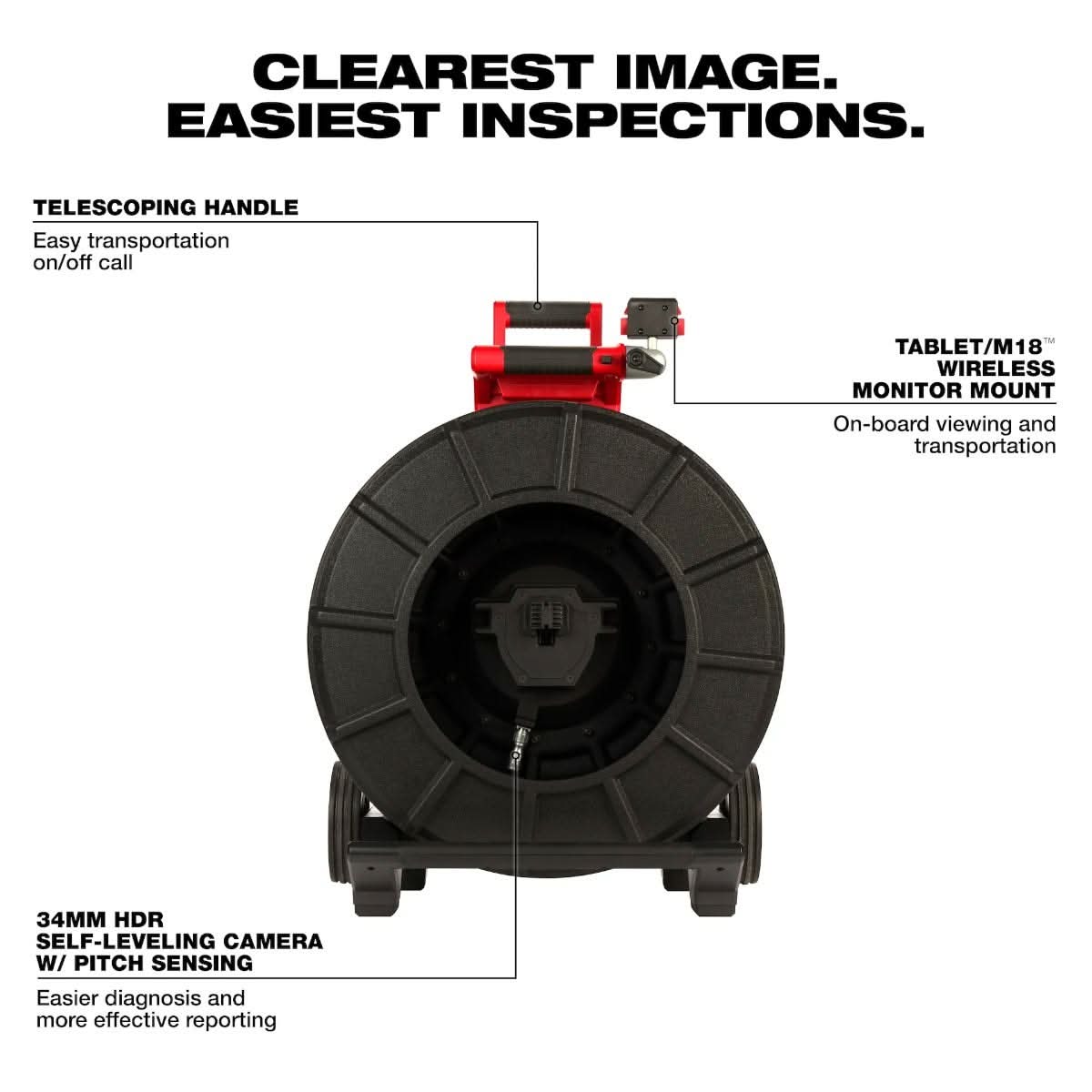 Milwaukee 3974-20 200 ft. Stiff Modular Pipeline Inspection Reel, Tool Only