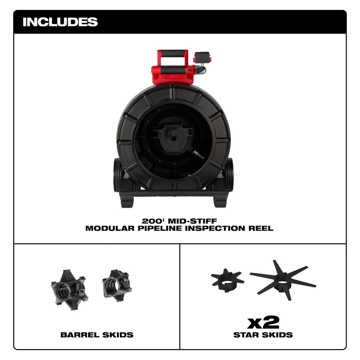 Milwaukee 3975-20 200 ft. Mid-Stiff Modular Pipeline Inspection Reel, Tool Only