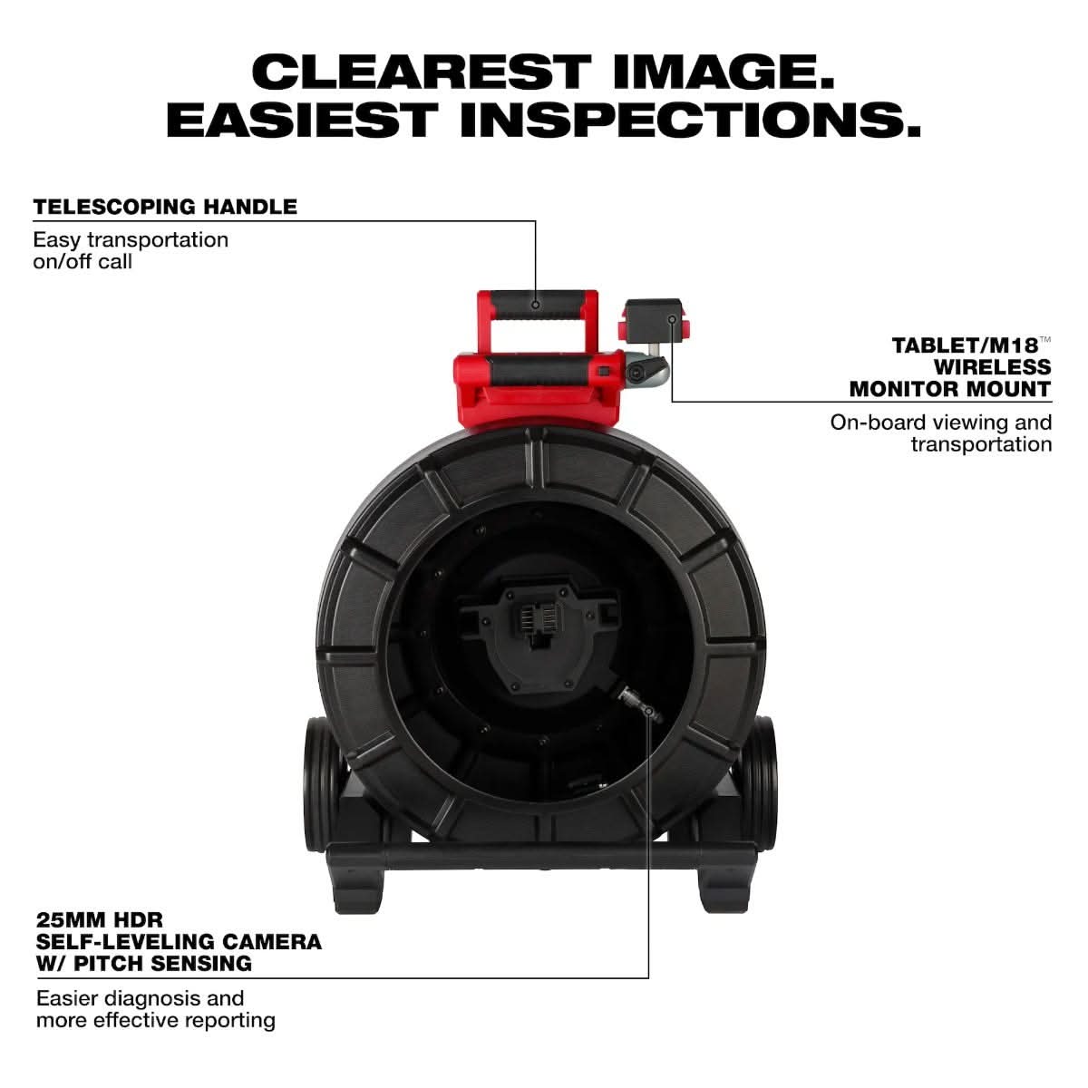 Milwaukee 3975-20 200 ft. Mid-Stiff Modular Pipeline Inspection Reel, Tool Only