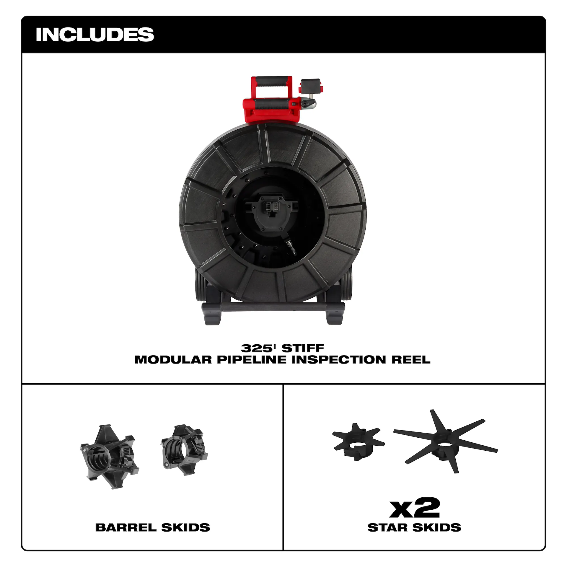 Milwaukee 3976-20 325 ft. Stiff Modular Pipeline Inspection Reel, Tool Only