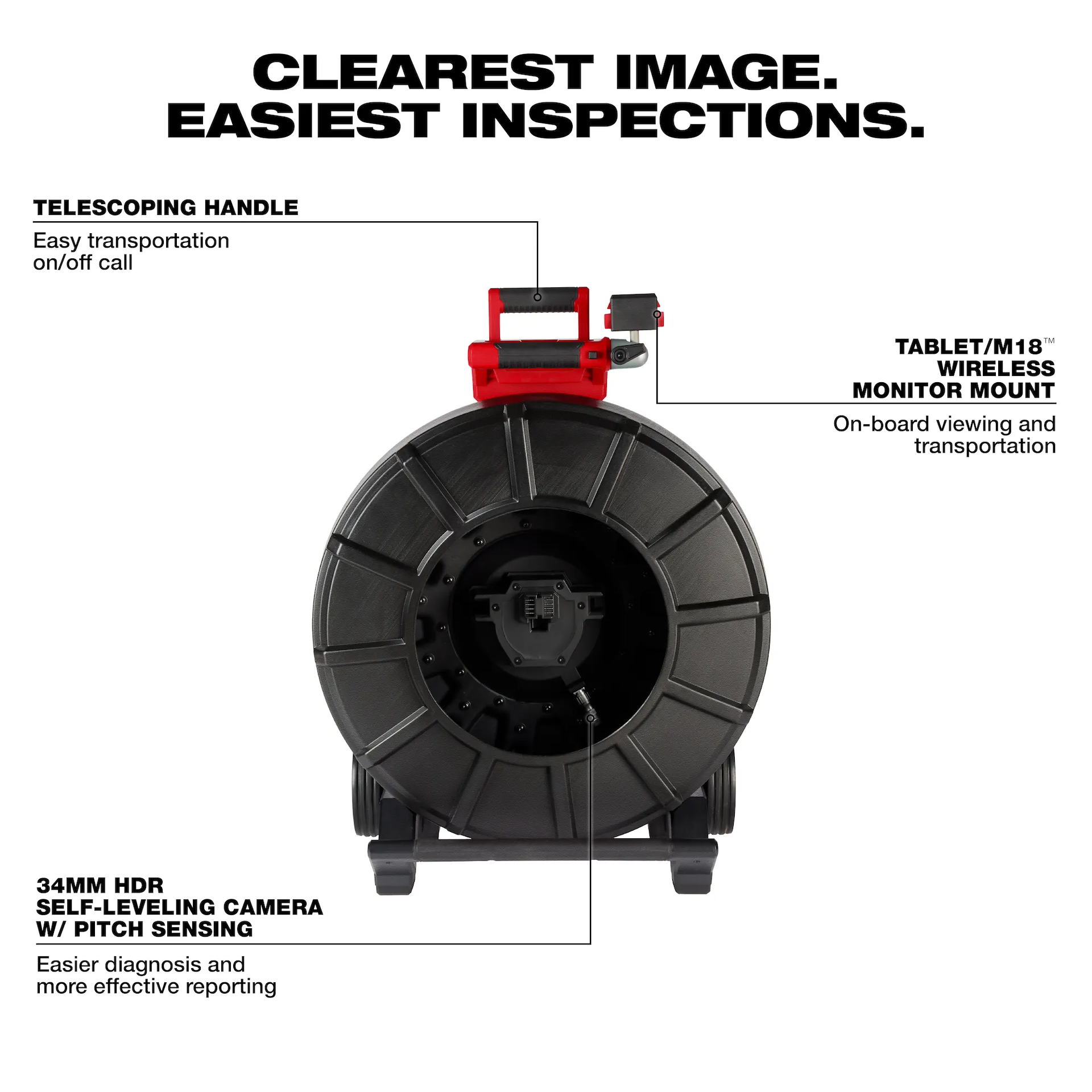 Milwaukee 3976-20 325 ft. Stiff Modular Pipeline Inspection Reel, Tool Only