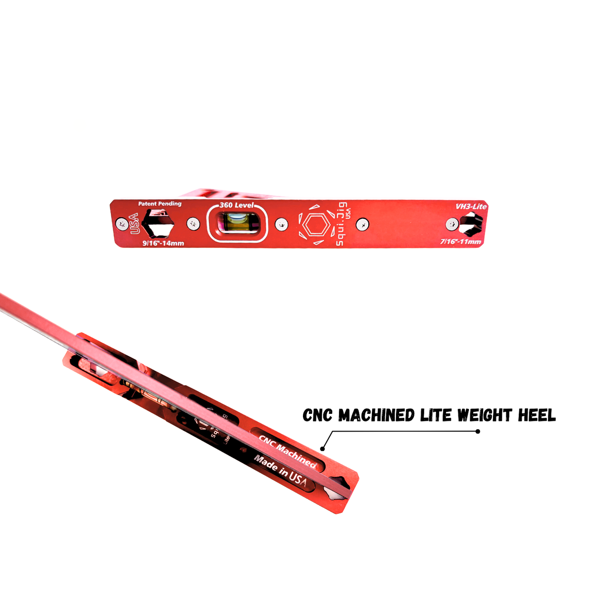 SquiJig Fusion Pro 7.5-in. Rafter Square w/ Level Heel, Red with Red Heel, image 3