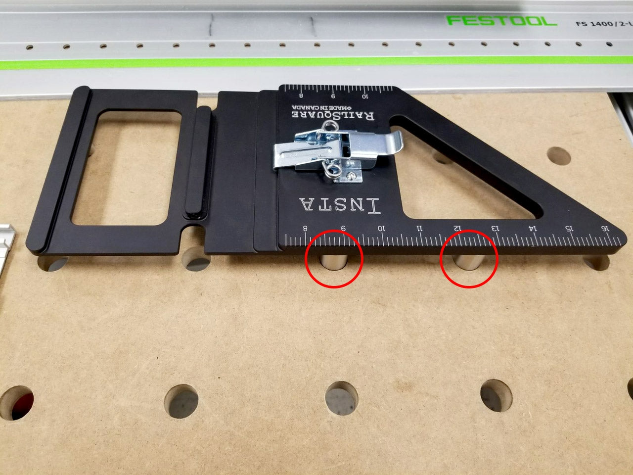 Insta-RailSquare Track Saw Square + Dog Set for Festool / Makita / Milwaukee Rails