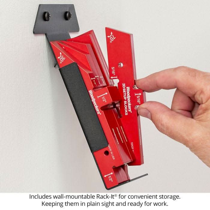 Woodpeckers 3D-SUB7 7-Piece 3D Setup Blocks Set w/ Rack-It