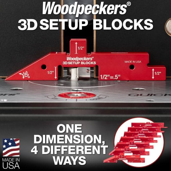 Woodpeckers 3D-SUB7 7-Piece 3D Setup Blocks Set w/ Rack-It
