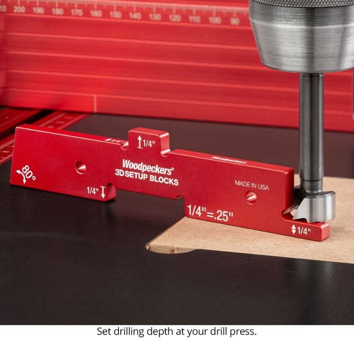 Woodpeckers 3D-SUB7 7-Piece 3D Setup Blocks Set w/ Rack-It