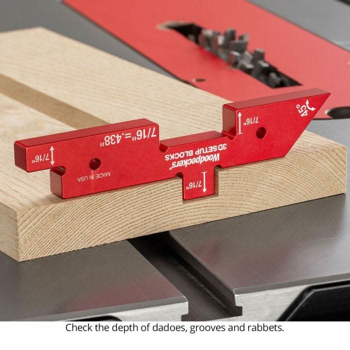 Woodpeckers 3D-SUB7 7-Piece 3D Setup Blocks Set w/ Rack-It