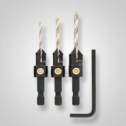Snappy Tools 40033 3-Piece 1/4" Hex Countersink Set