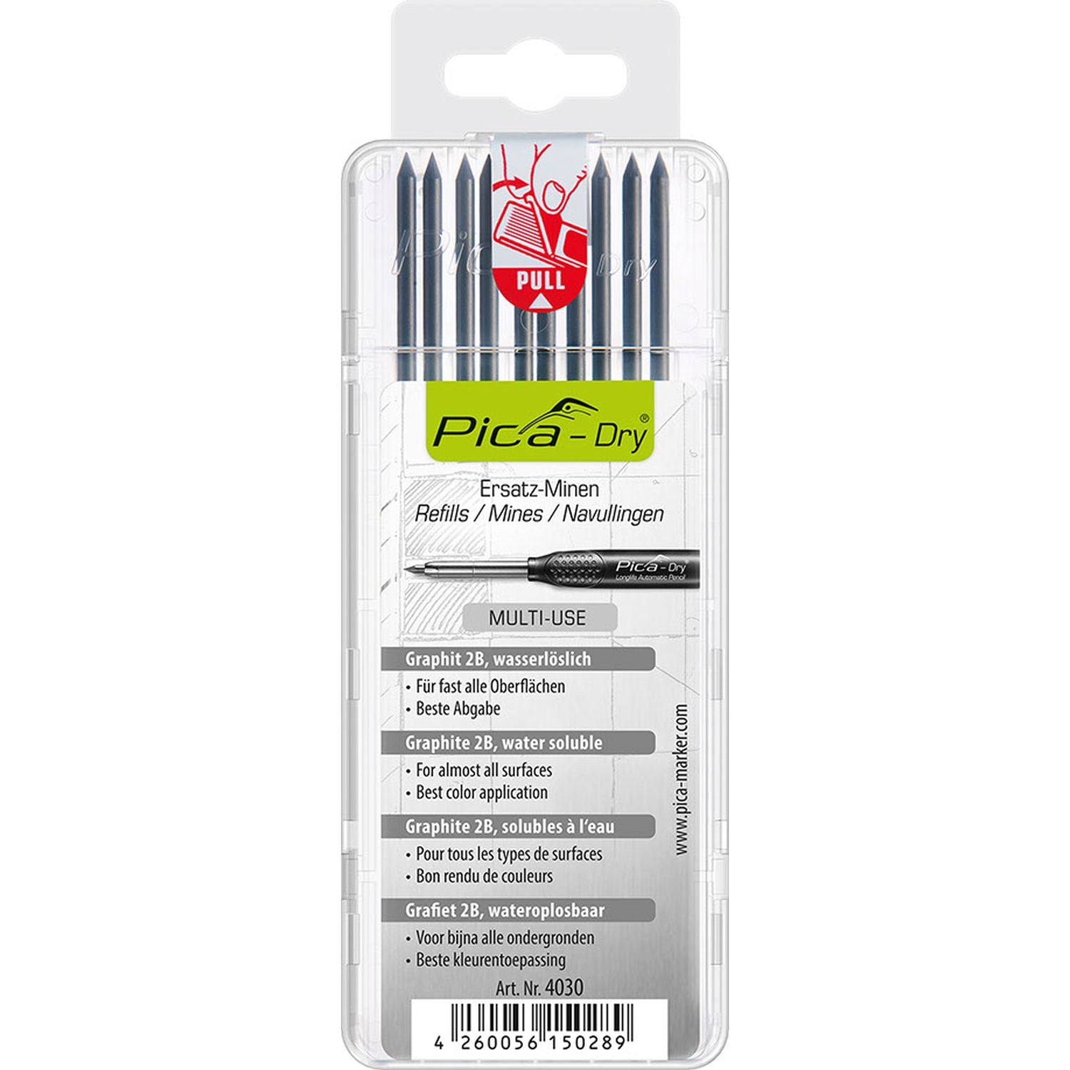 Pica 4030/SB Graphite Pencil Lead Refills, 10-Pack