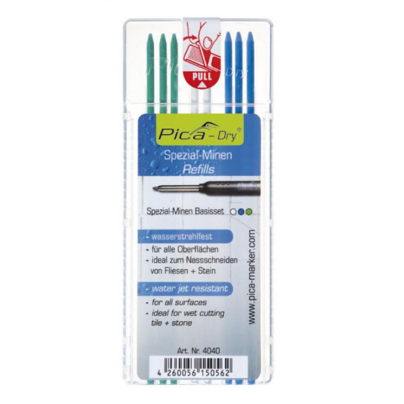 Pica Dry 4040 Special Water Resistant Refills, Green/White/Blue (8-Pack)