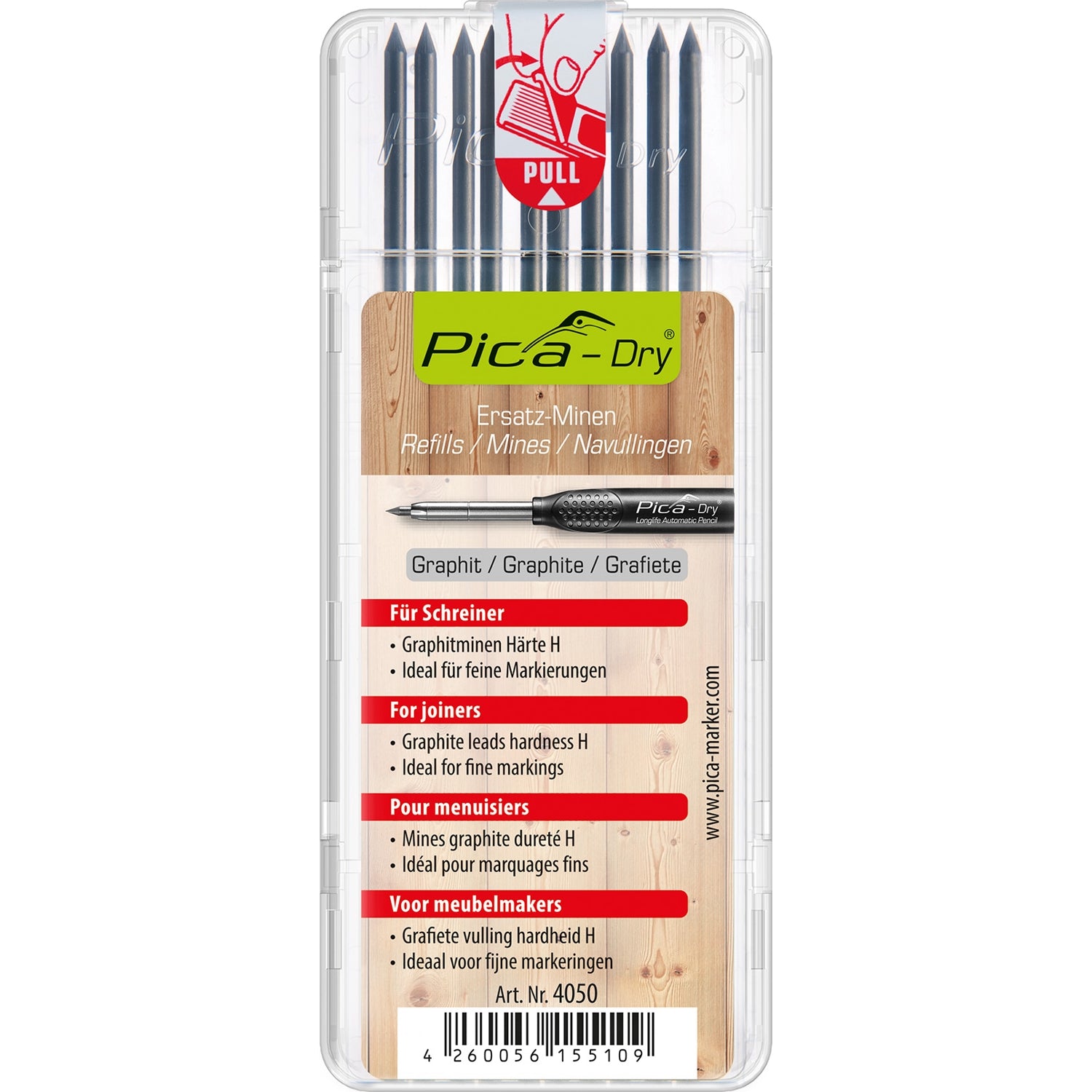 Pica 4050 Graphite H Lead Refills for Joiners (10-Pack)