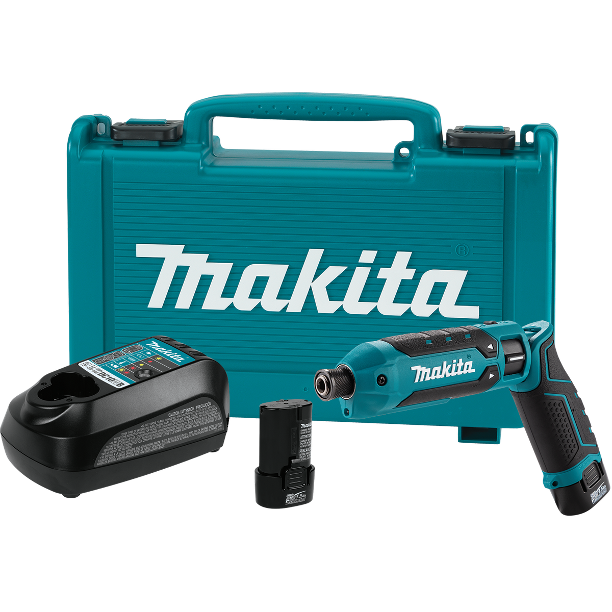 Makita 7.2V Lithium-Ion Cordless 1/4-in. Hex Pen Impact Driver, 1.5Ah Kit kit contents (TD023DSE)