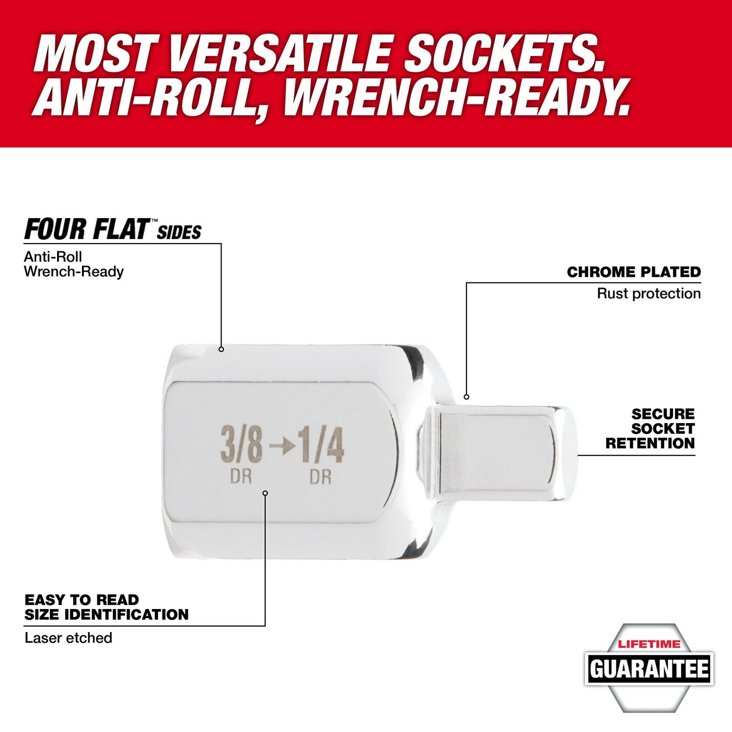 Milwaukee 42-04-9113 1/2" Drive 1/2"F X 3/8"M Adapter