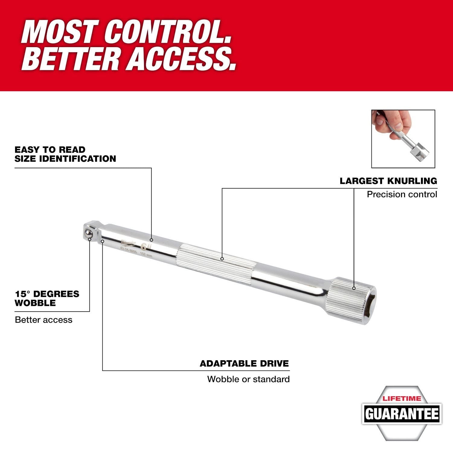 Milwaukee 43-24-9206 3/8" Drive 10" Wobble Extension