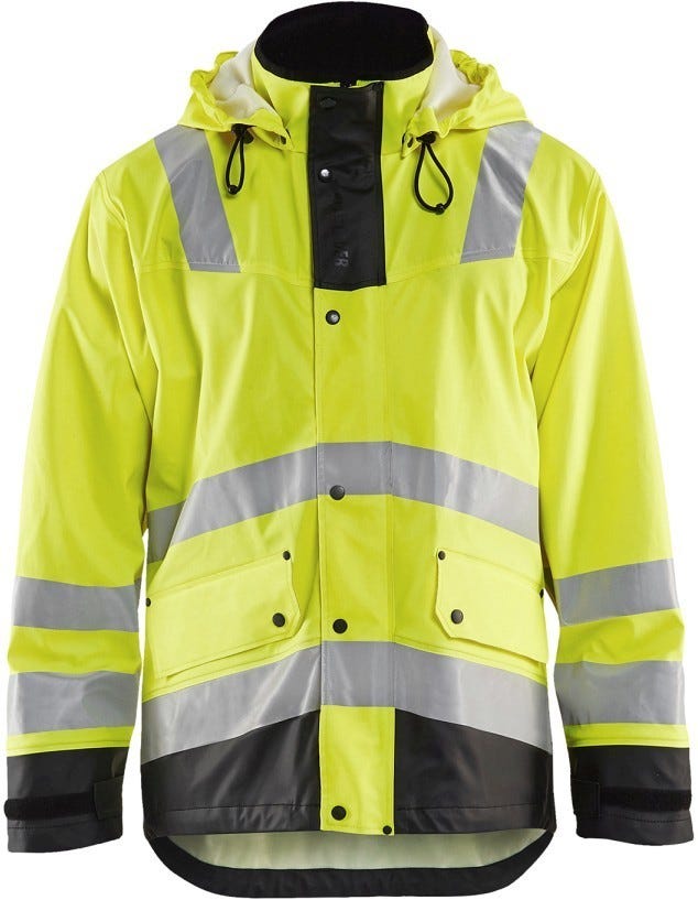 Blaklader 43122003 Hi-Vis Rain Jacket, High-Visibility Yellow / Black