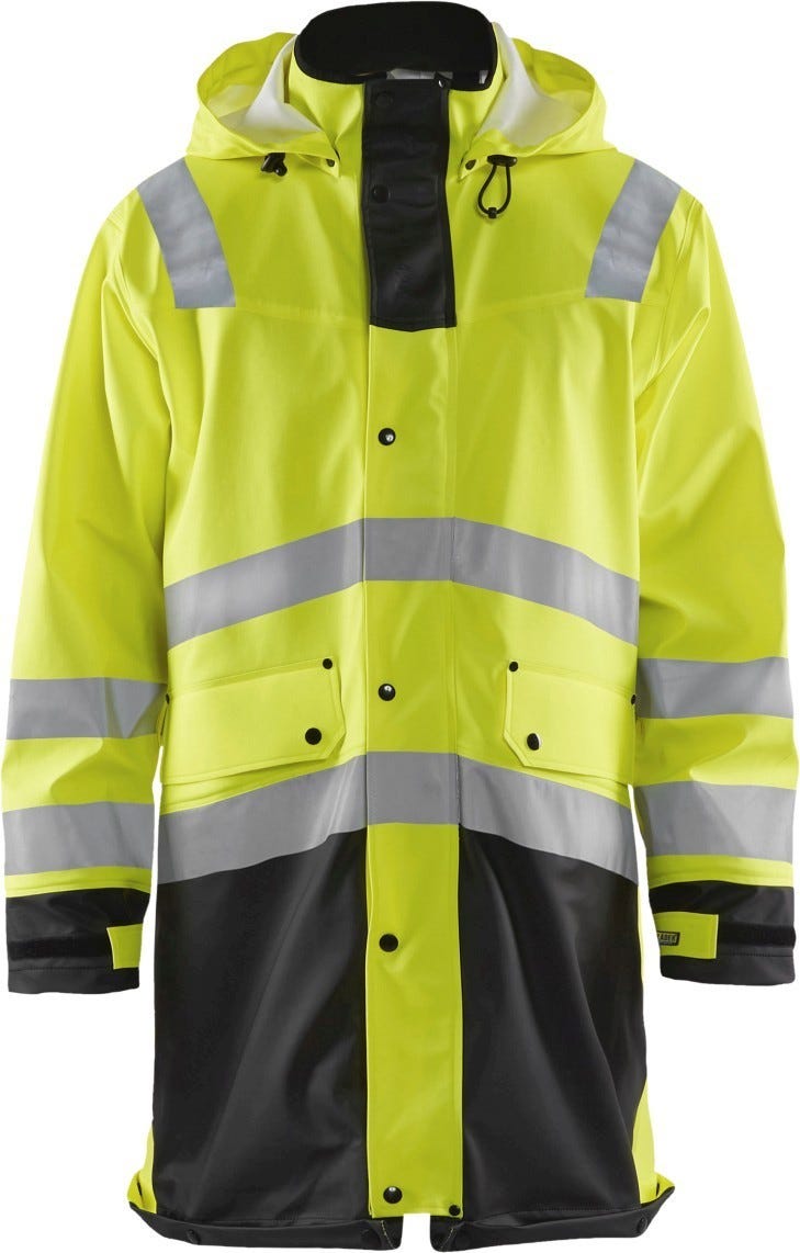 Blaklader 43162003 Hi-Vis Rain Coat, High-Visibility Yellow / Black