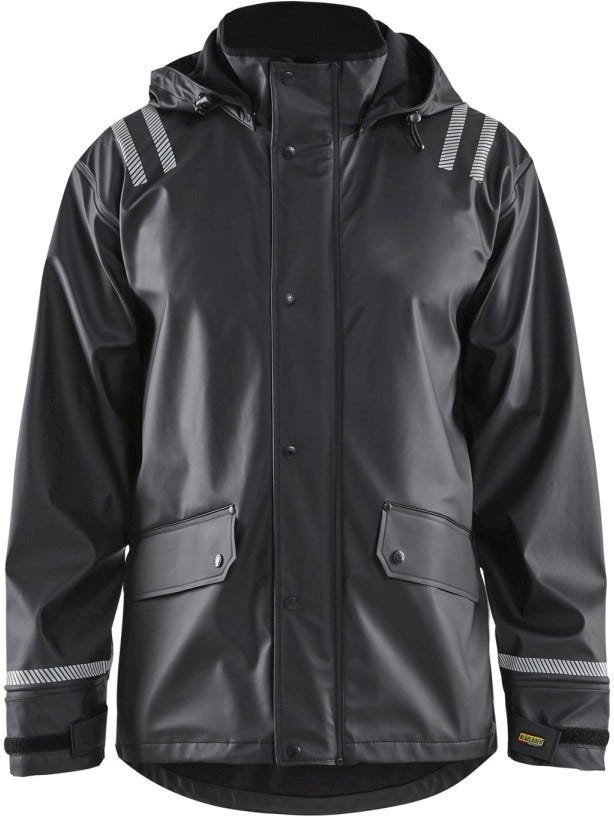 Blaklader 43172003 Hooded Rain Jacket with Reflective Details, Black