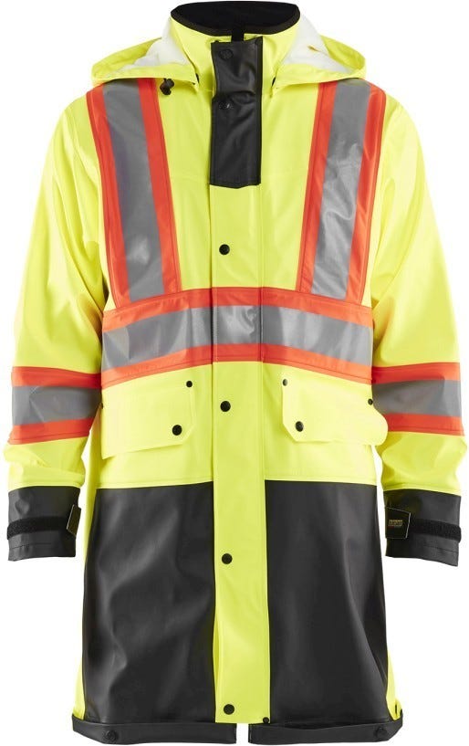 Blaklader 43182003 Hi-Vis Rain Coat, High-Visibility Yellow / Black