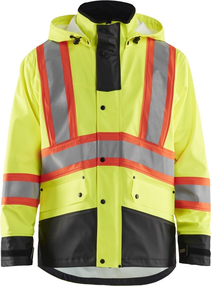 Blaklader 43192003 Hi-Vis Rain Jacket, High-Visibility Yellow / Black