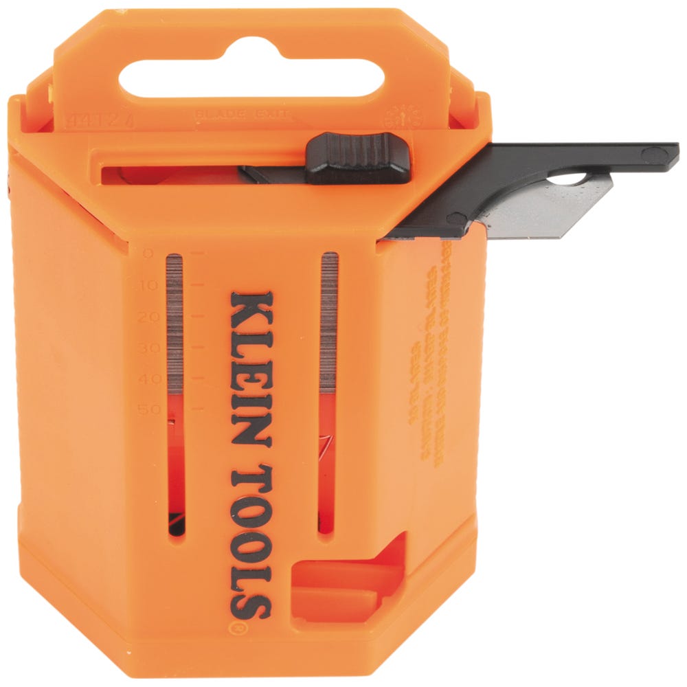 Klein Tools 44127 Utility Hook Blade Dispenser w/ Utility Blade 50-Pack