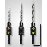 Snappy Tools 44300 3-Piece 1/4" Hex Tapered Drill Countersink Set