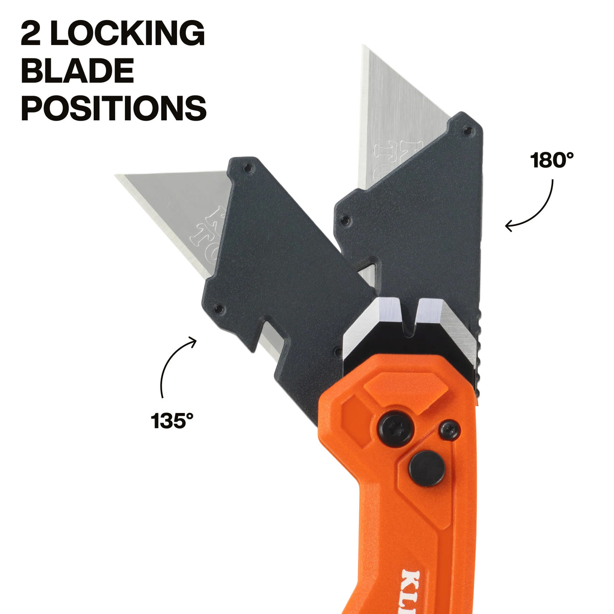 Klein Tools 44309 pry bar utility knife two blade locking positions, angled and standard