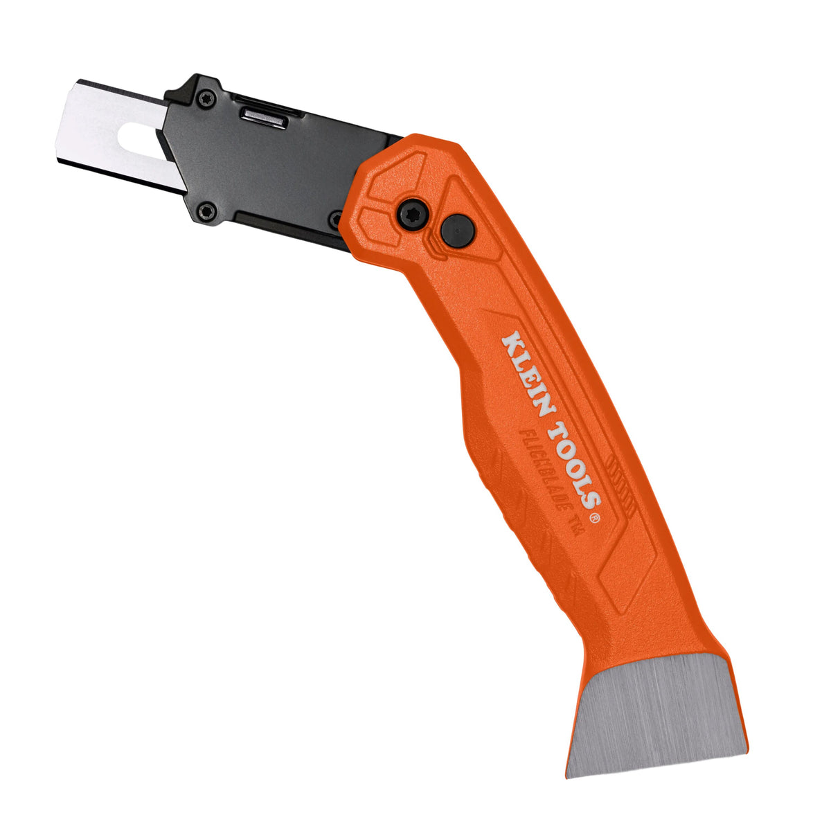 Klein Tools 44310 FLICKBLADE folding carpet utility knife with orange cast aluminum handle