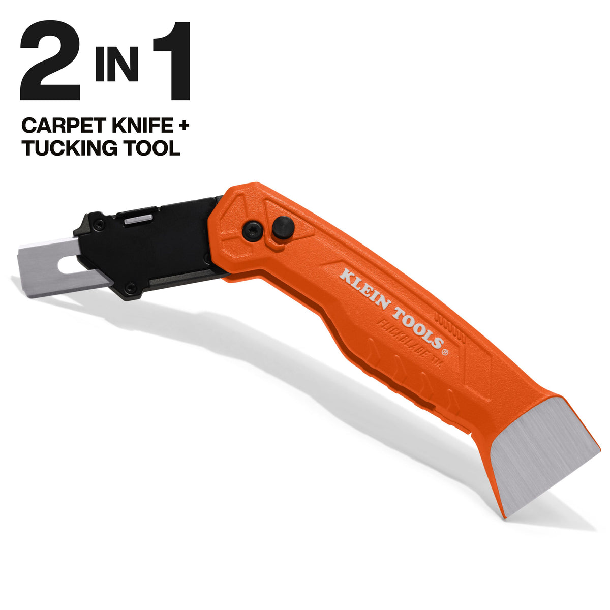 Klein Tools 44310 FLICKBLADE carpet knife 180-degree and 135-degree blade locking positions