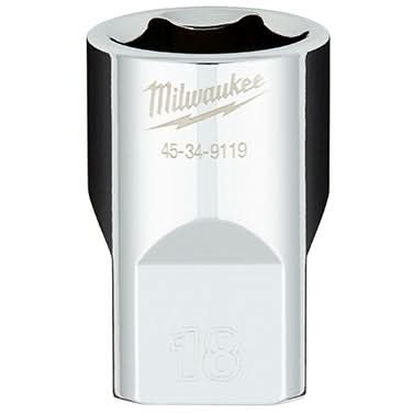 Milwaukee 45-34-9119 1/2" Drive 18mm Metric 6-Point Socket with FOUR FLAT Sides