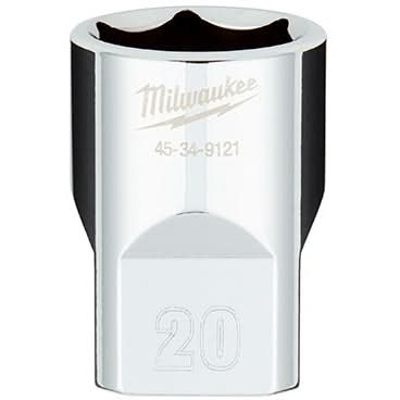Milwaukee 45-34-9121 1/2" Drive 20mm Metric 6-Point Socket with FOUR FLAT Sides
