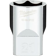 Milwaukee 45-34-9122 1/2" Drive 21mm Metric 6-Point Socket with FOUR FLAT Sides