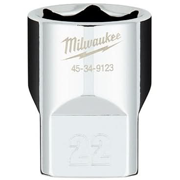 Milwaukee 45-34-9123 1/2" Drive 22mm Metric 6-Point Socket with FOUR FLAT Sides