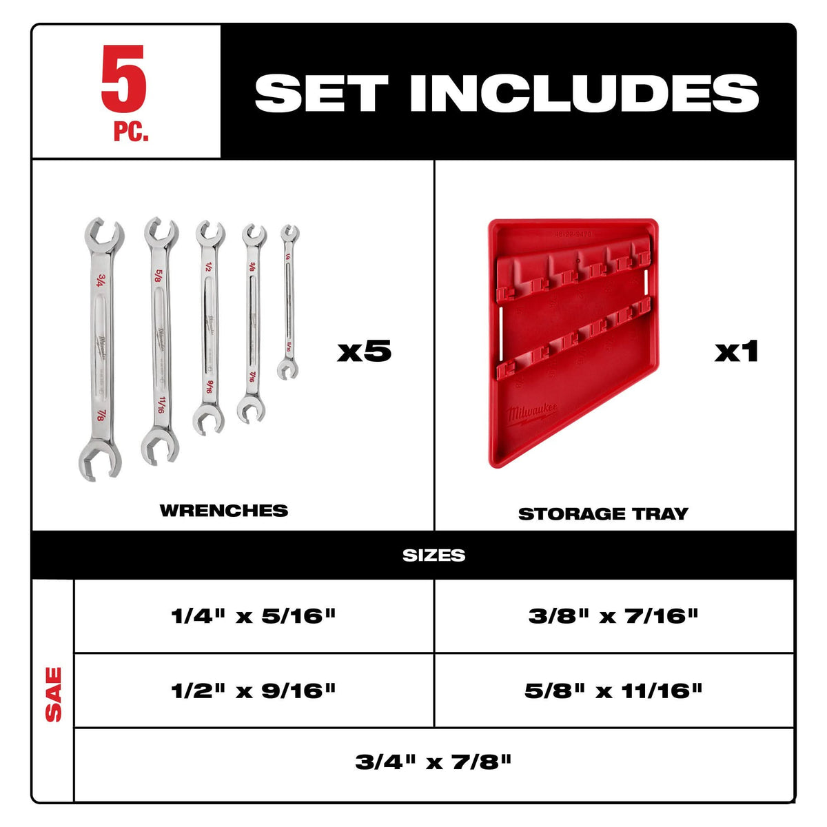 Milwaukee 45-96-8303 5/8" X 11/16" Double End Flare Nut Wrench