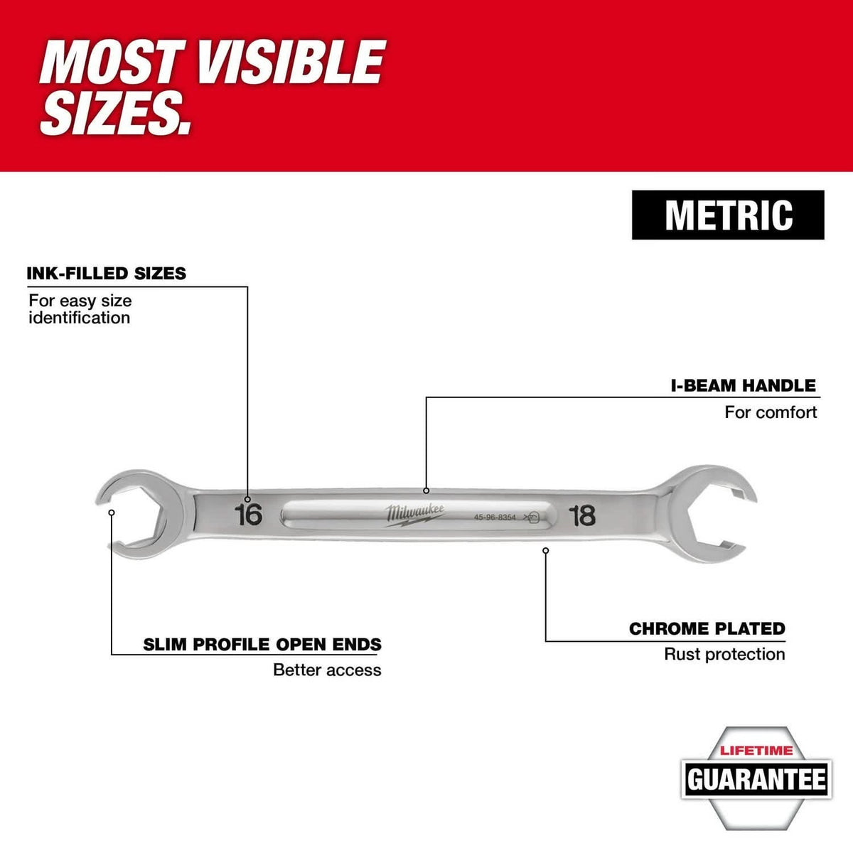 Milwaukee 45-96-8350 9mm X 11mm Double End Flare Nut Wrench