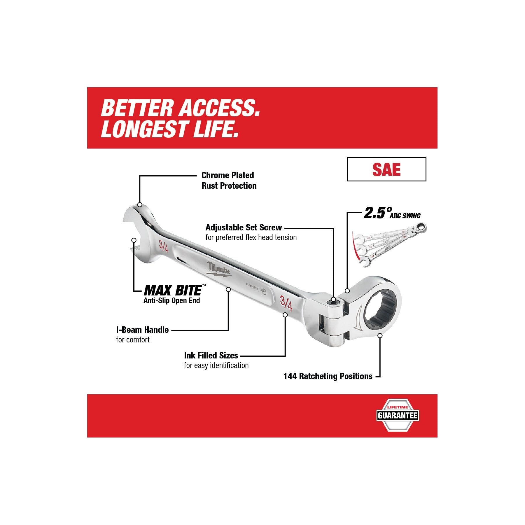 Milwaukee 45-96-9818 3/4-Inch Flex Head Combination Wrench