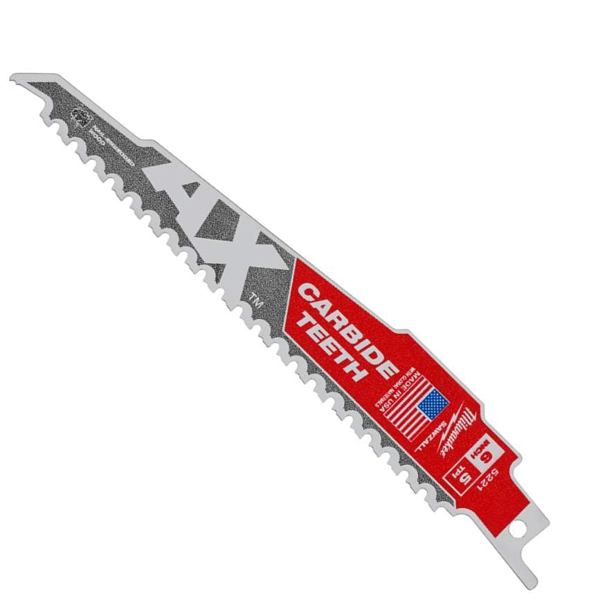 Milwaukee 48-00-5221 The AX with Carbide Teeth SAWZALLRecip Blade 6" 5T