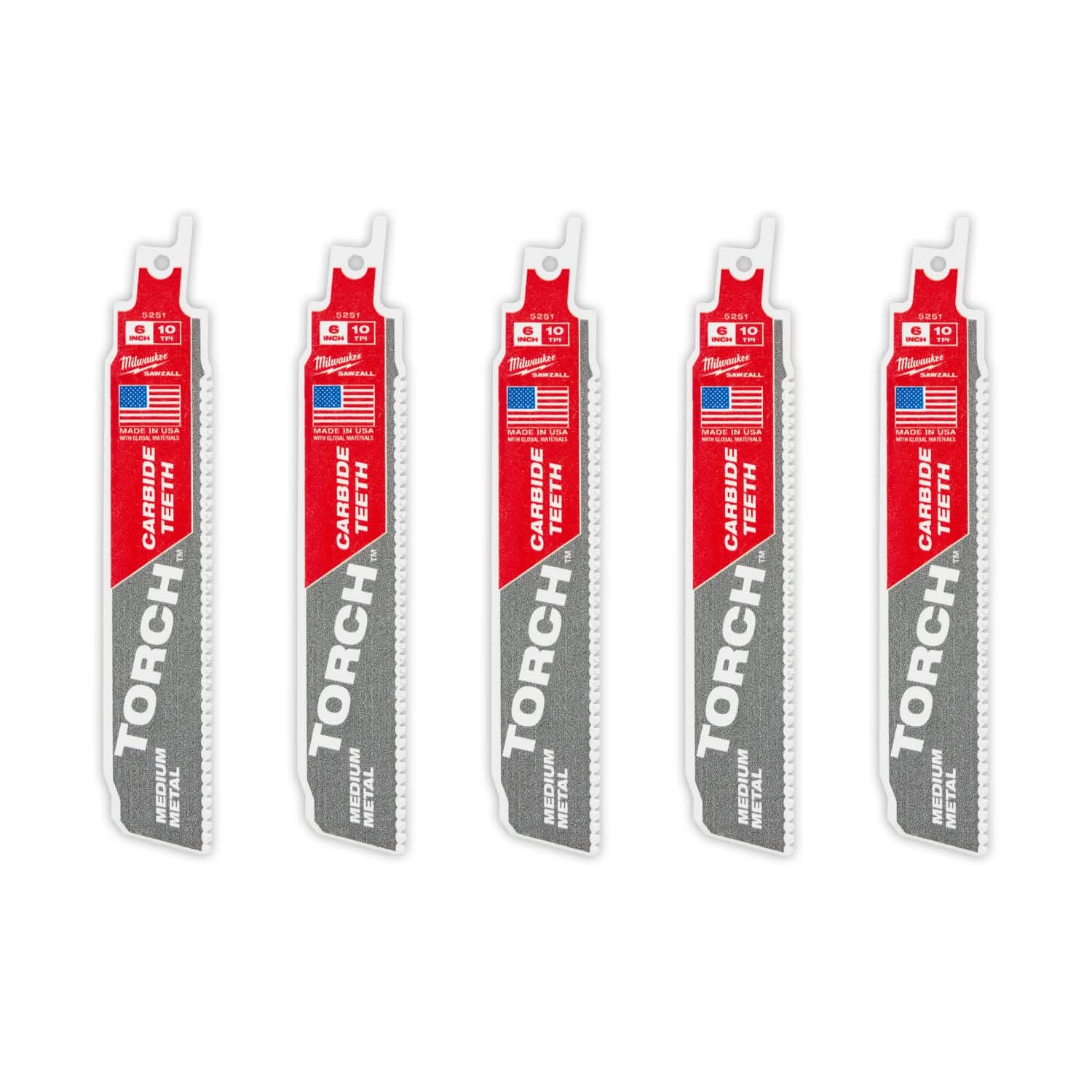Milwaukee 48-00-5551 6" 10TPI CARBIDE MEDIUM METAL 5PK