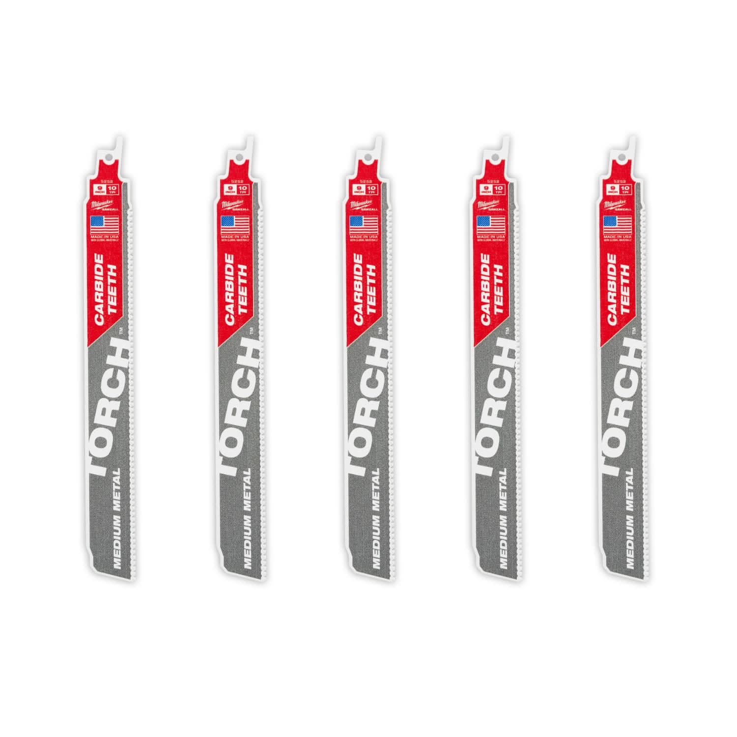 Milwaukee 48-00-5552 9" 10TPI CARBIDE MEDIUM METAL 5PK