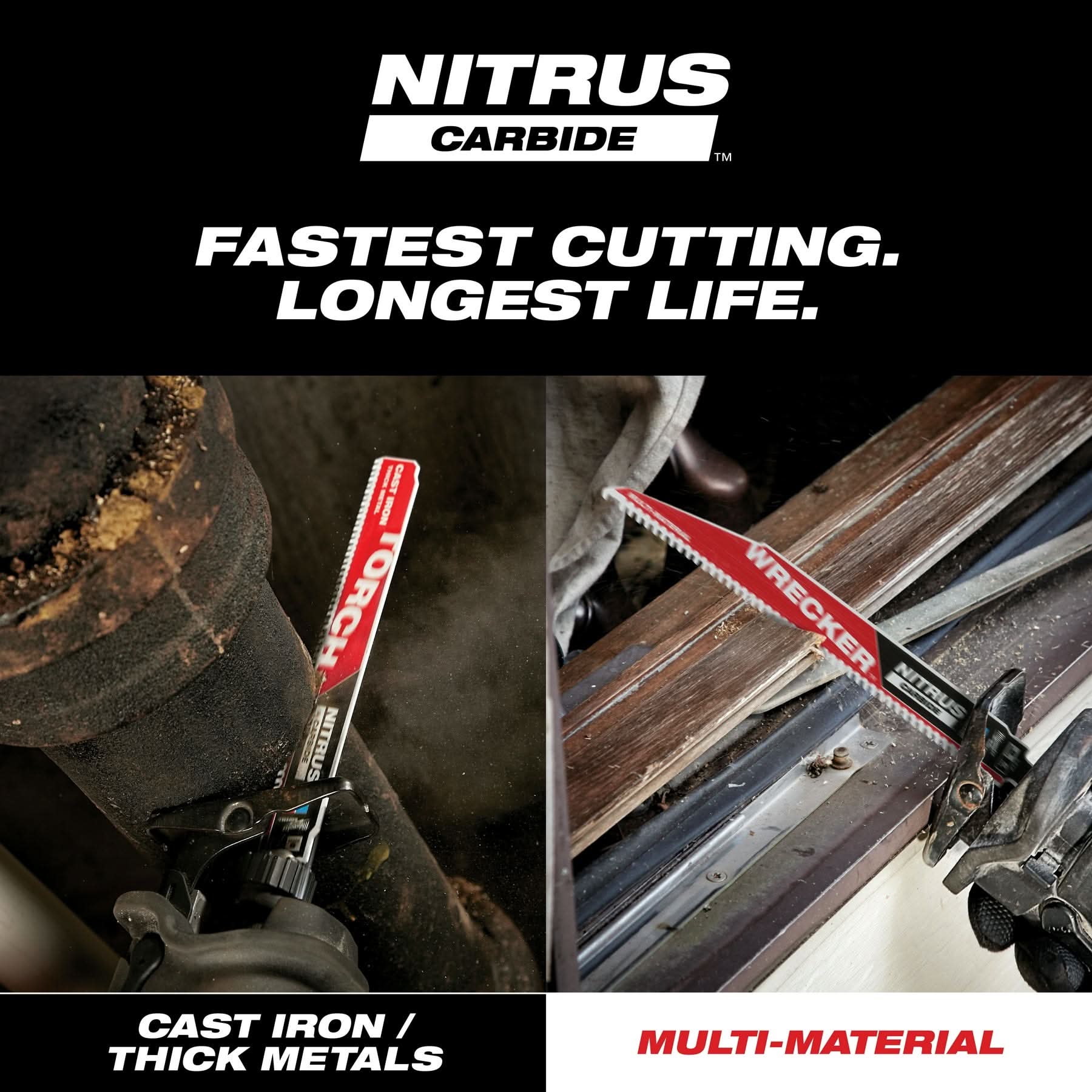 Milwaukee 48-00-5561 TORCH with NITRUS Carbide 6-Inch 7-TPI Recip Saw Blade, 5-Pack