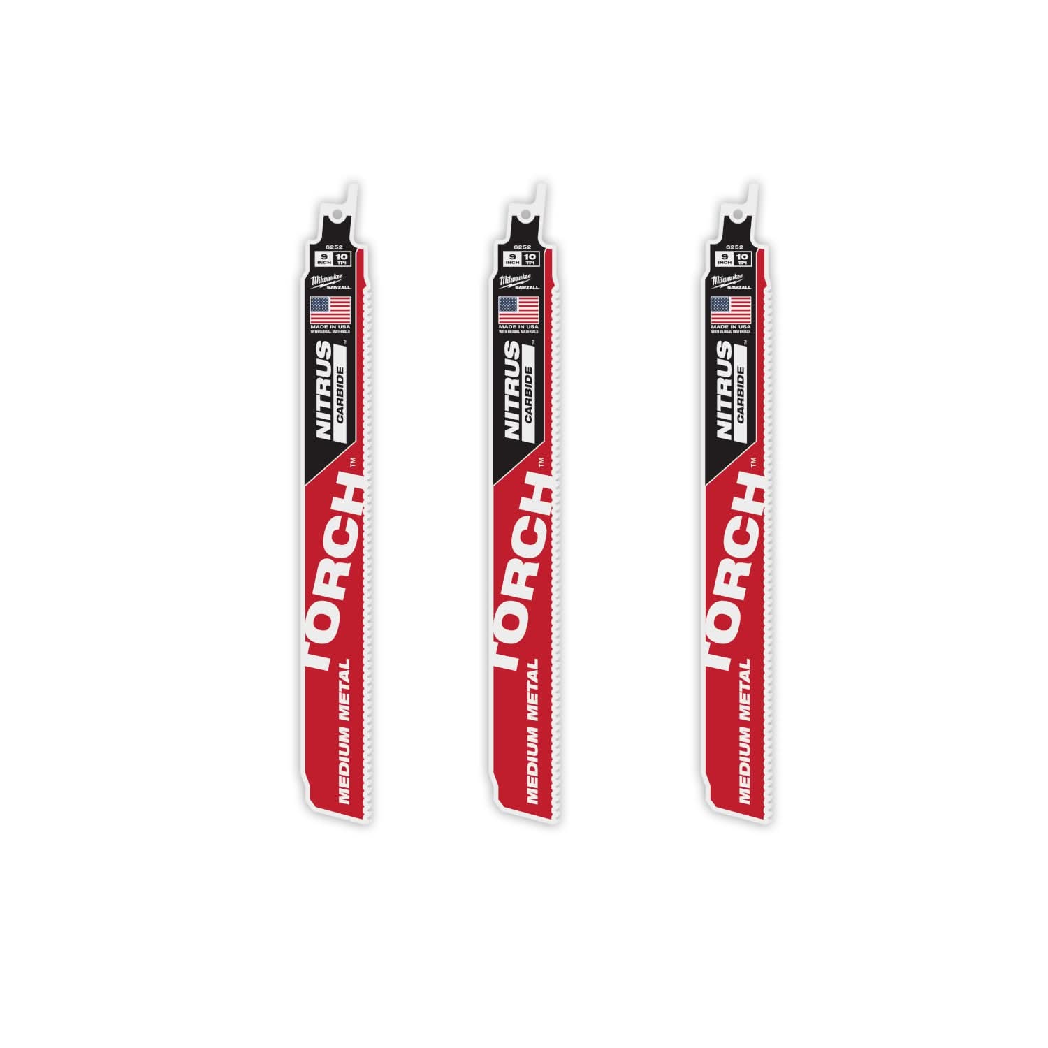 Milwaukee 48-00-6352  9" 10TPI The TORCH with NITRUS Carbide Teeth for Medium Metal 3PK