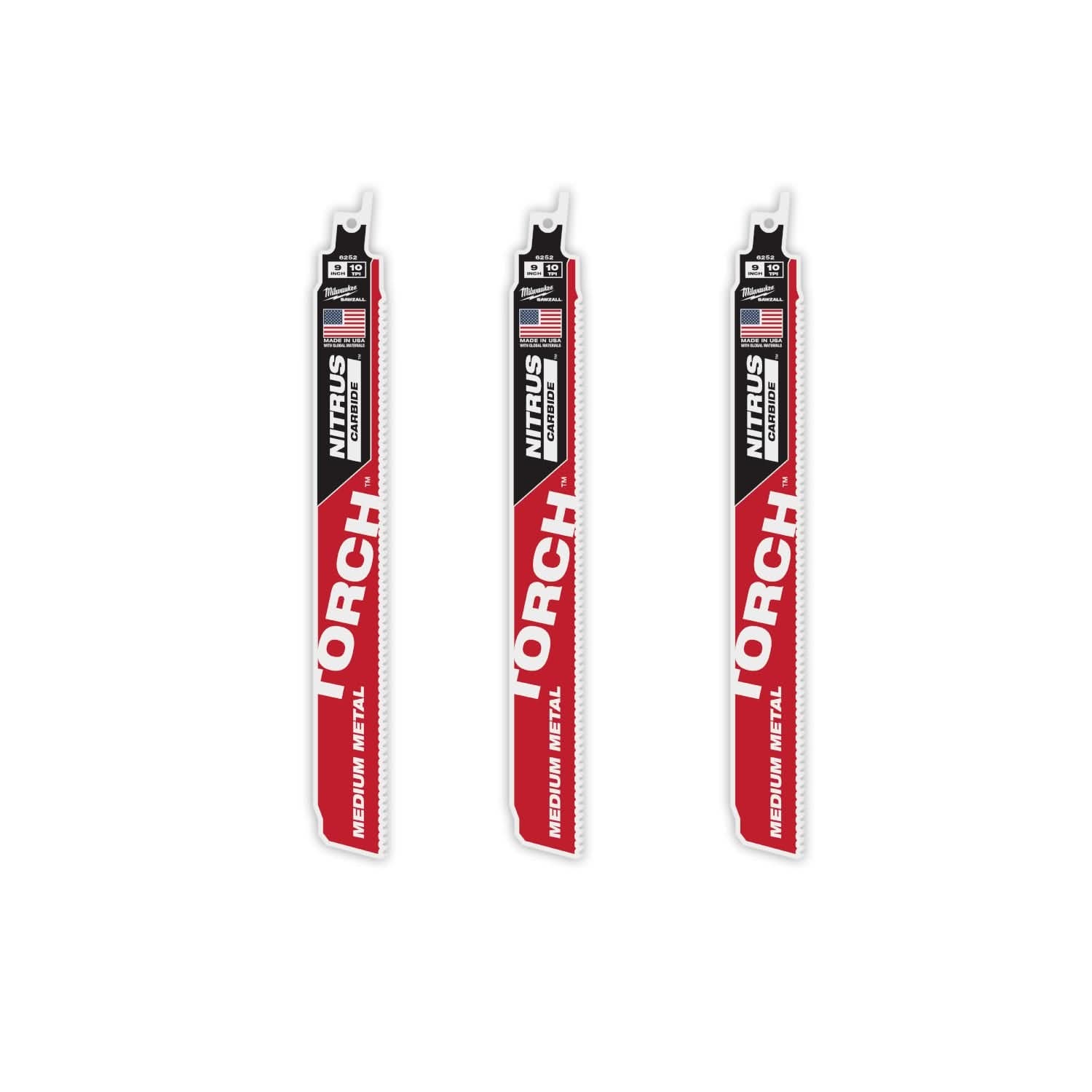 Milwaukee 48-00-6352  9" 10TPI The TORCH with NITRUS Carbide Teeth for Medium Metal 3PK