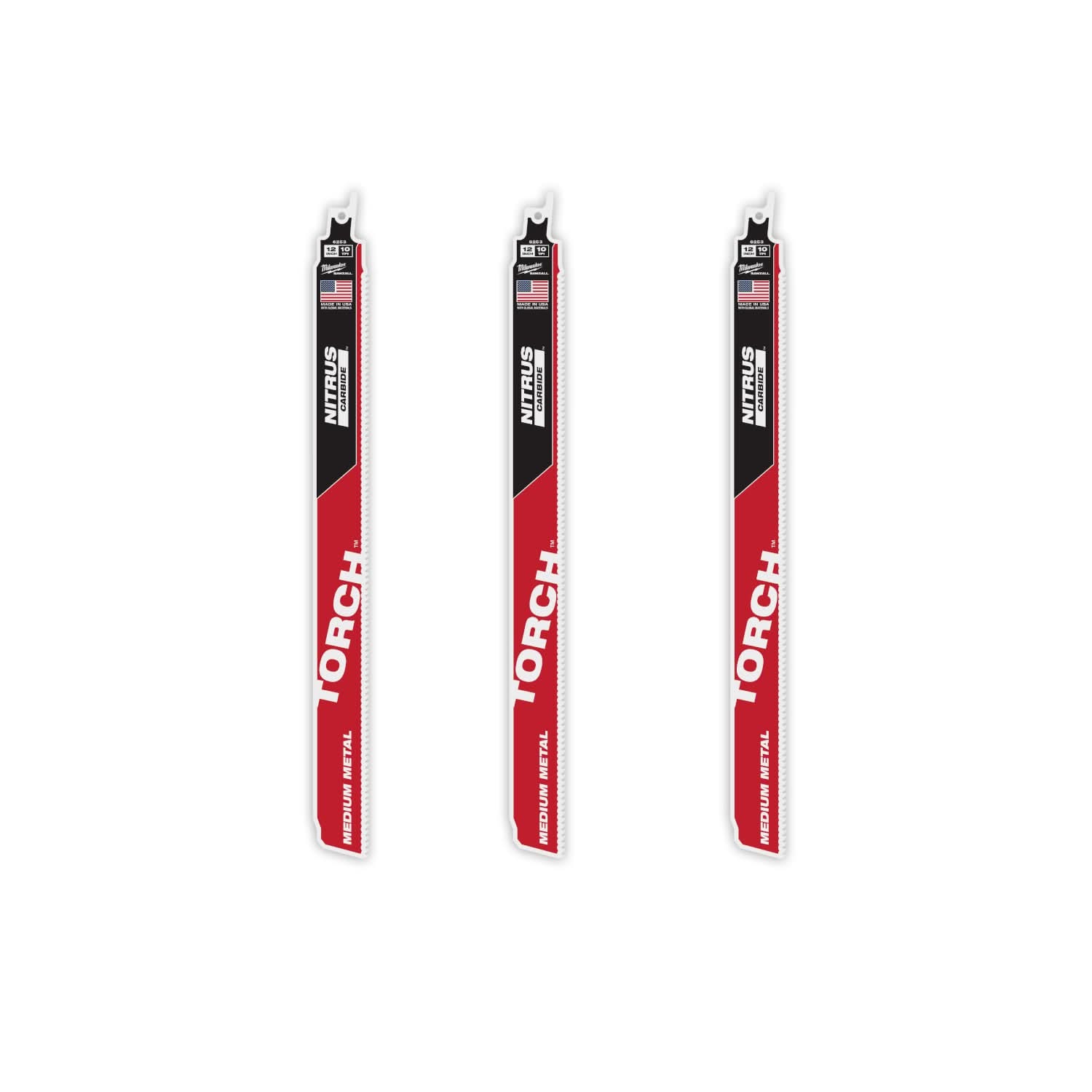 Milwaukee 48-00-6353  12" 10TPI The TORCH with NITRUS Carbide Teeth for Medium Metal 3PK