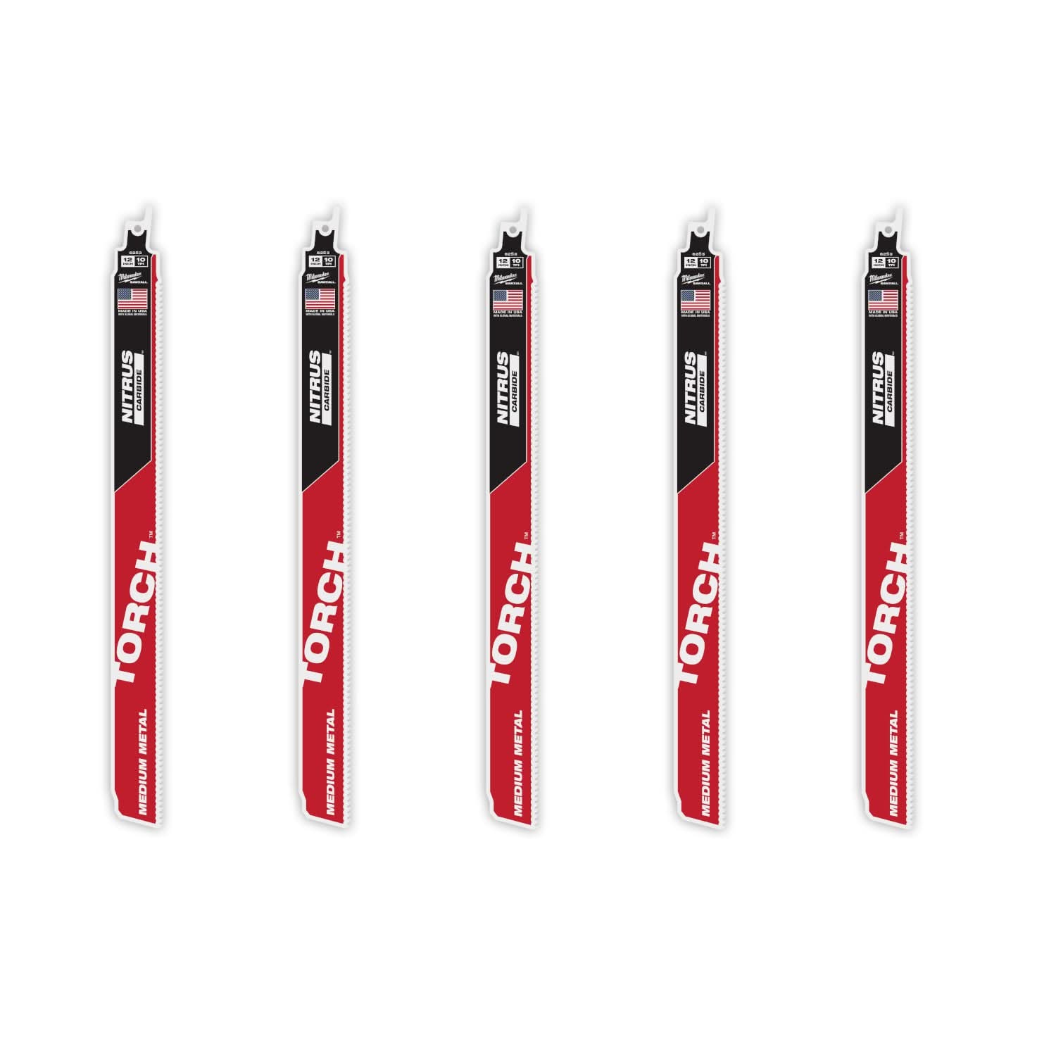 Milwaukee 48-00-6553  12" 10TPI The TORCH with NITRUS Carbide Teeth for Medium Metal 5PK