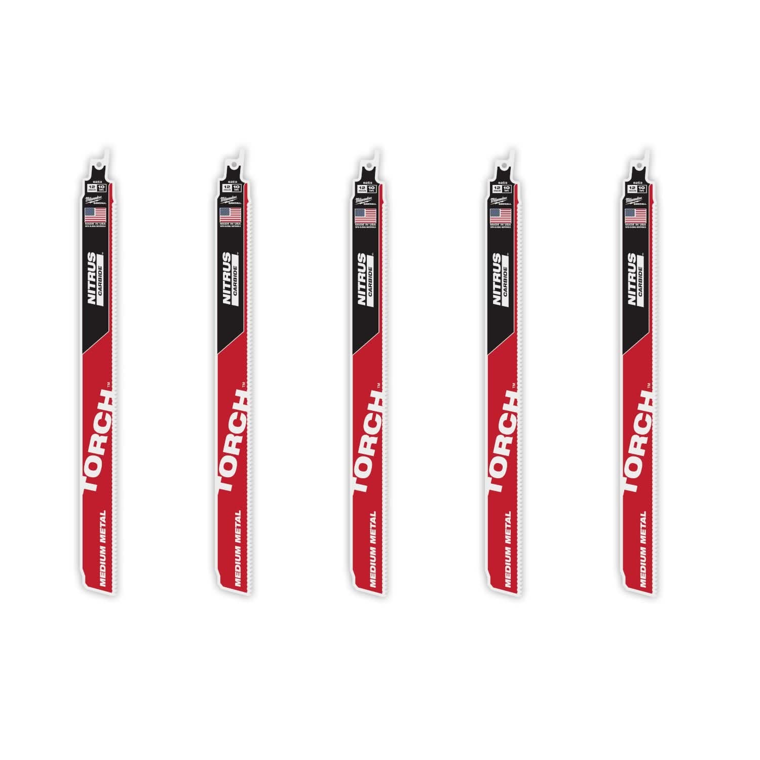 Milwaukee 48-00-6553  12" 10TPI The TORCH with NITRUS Carbide Teeth for Medium Metal 5PK