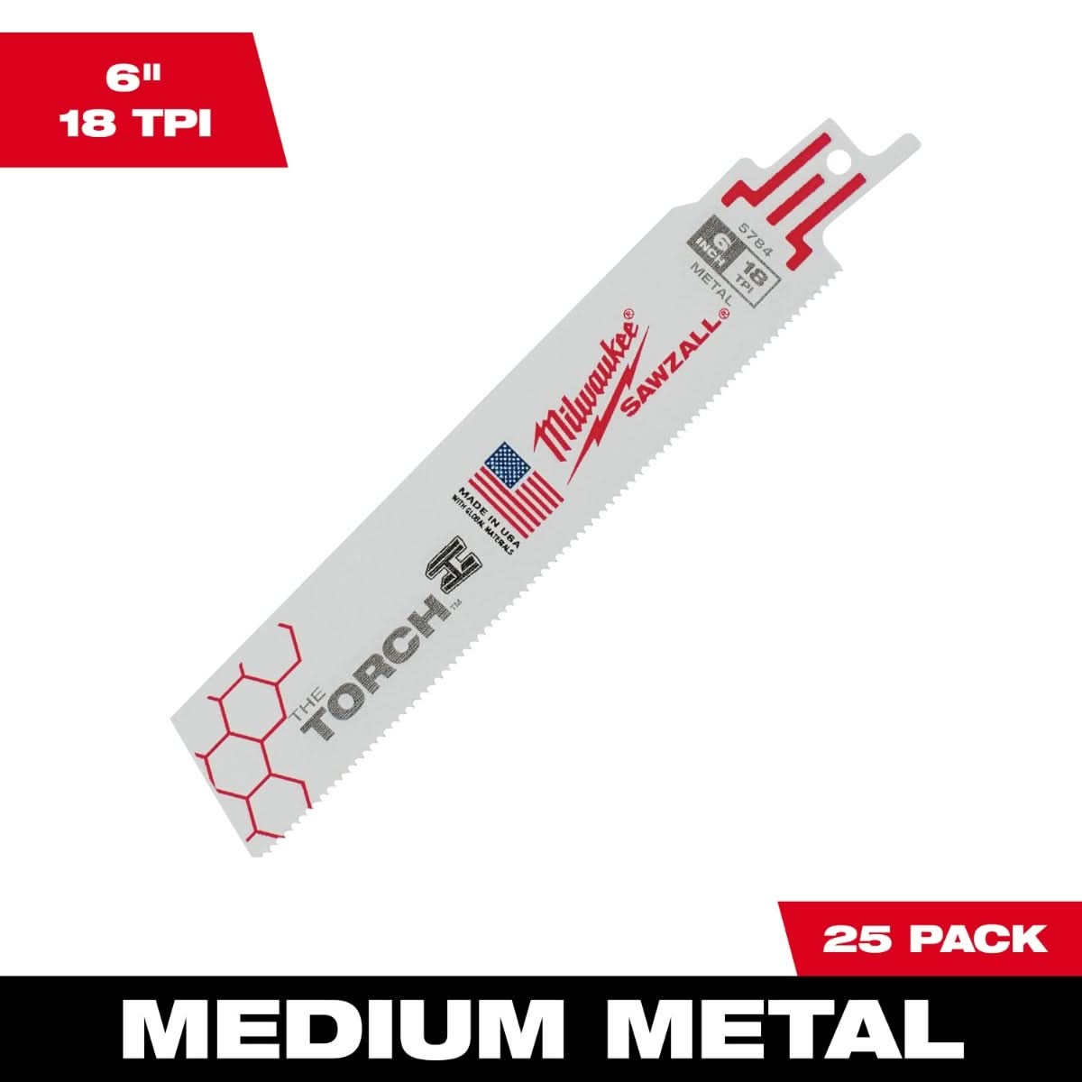 Milwaukee 48-00-8784 6" 18 TPI The Torch SAWZALL Recip Blades (25 Pk)