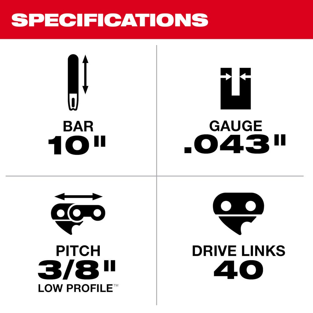 Milwaukee 48-09-5001 10-In Pole Saw Guide Bar