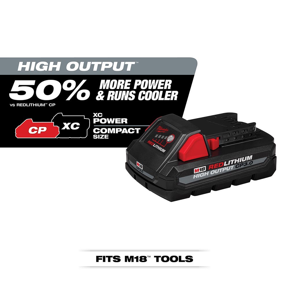 Milwaukee 48-11-1837 M18 REDLITHIUM HIGH OUTPUT CP 3.0Ah Batteries, 2-Pack
